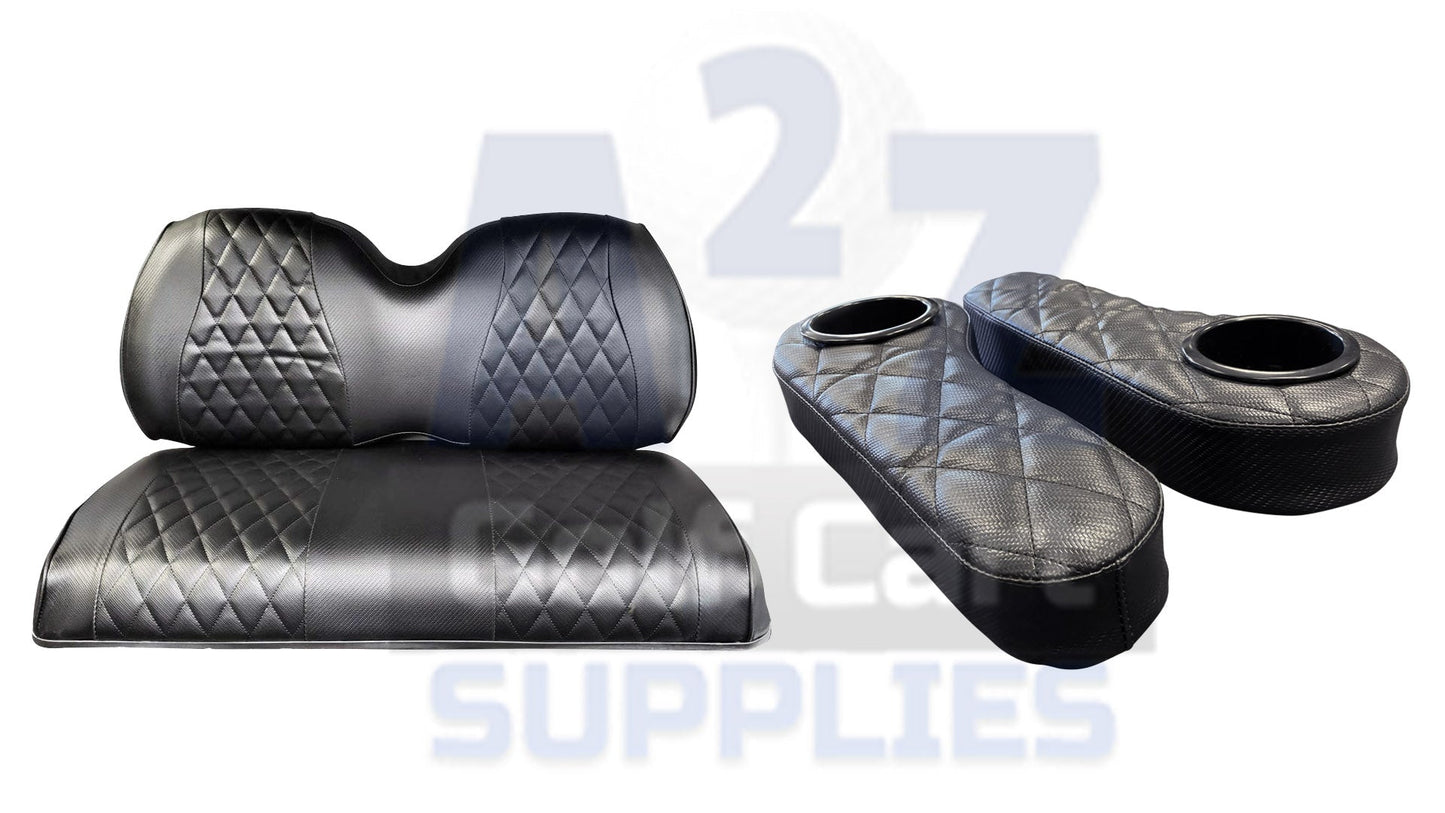 EZGO TXT/RXV - EZON "No Staples Needed" A2Z Diamond Stitched Seat Cover / Arm Rest Combo
