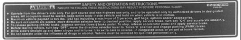 DECAL SAFETY EZ G&E 94-PRESENT
